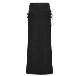 PUNK RAVE Long Kilt 'Asmodey' En Jacquard Noir -ALCHEMY GOTHIC shop long kilt en jacquard asmodey noir 9