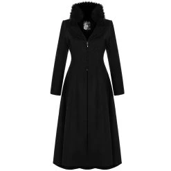 PUNK RAVE Long Manteau Brodé 'Maelyss' Noir
