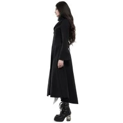 PUNK RAVE Long Manteau Brodé 'Maelyss' Noir -ALCHEMY GOTHIC shop long manteau brode maelyss noir 3