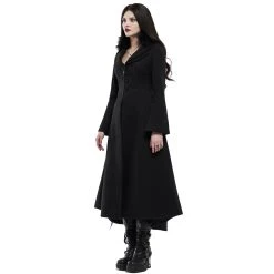 PUNK RAVE Long Manteau Brodé 'Maelyss' Noir -ALCHEMY GOTHIC shop long manteau brode maelyss noir 4