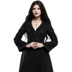 PUNK RAVE Long Manteau Brodé 'Maelyss' Noir -ALCHEMY GOTHIC shop long manteau brode maelyss noir 6
