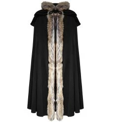 PUNK RAVE Longue Cape Homme 'Black Foxa' Noire