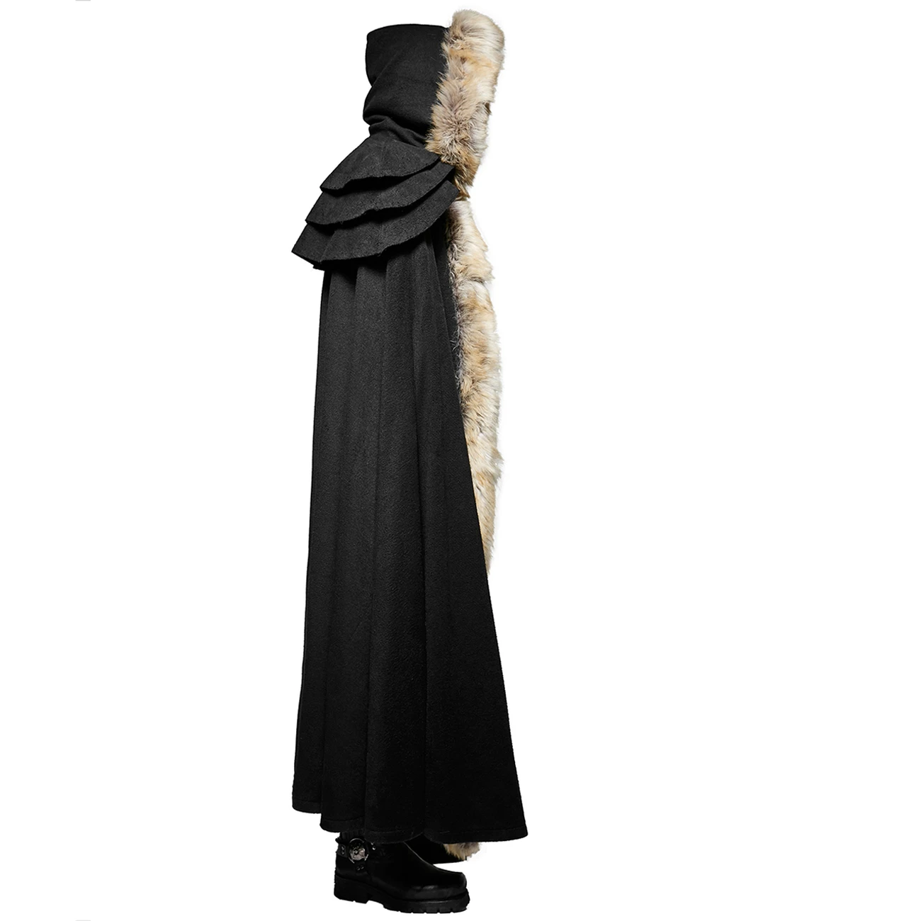 PUNK RAVE Longue Cape Homme 'Black Foxa' Noire 6 PUNK RAVE Longue Cape Homme 'Black Foxa' Noire – Image 4