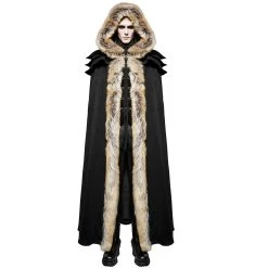 PUNK RAVE Longue Cape Homme 'Black Foxa' Noire 17 PUNK RAVE Longue Cape Homme 'Black Foxa' Noire -ALCHEMY GOTHIC shop longue cape homme black foxa noire 4