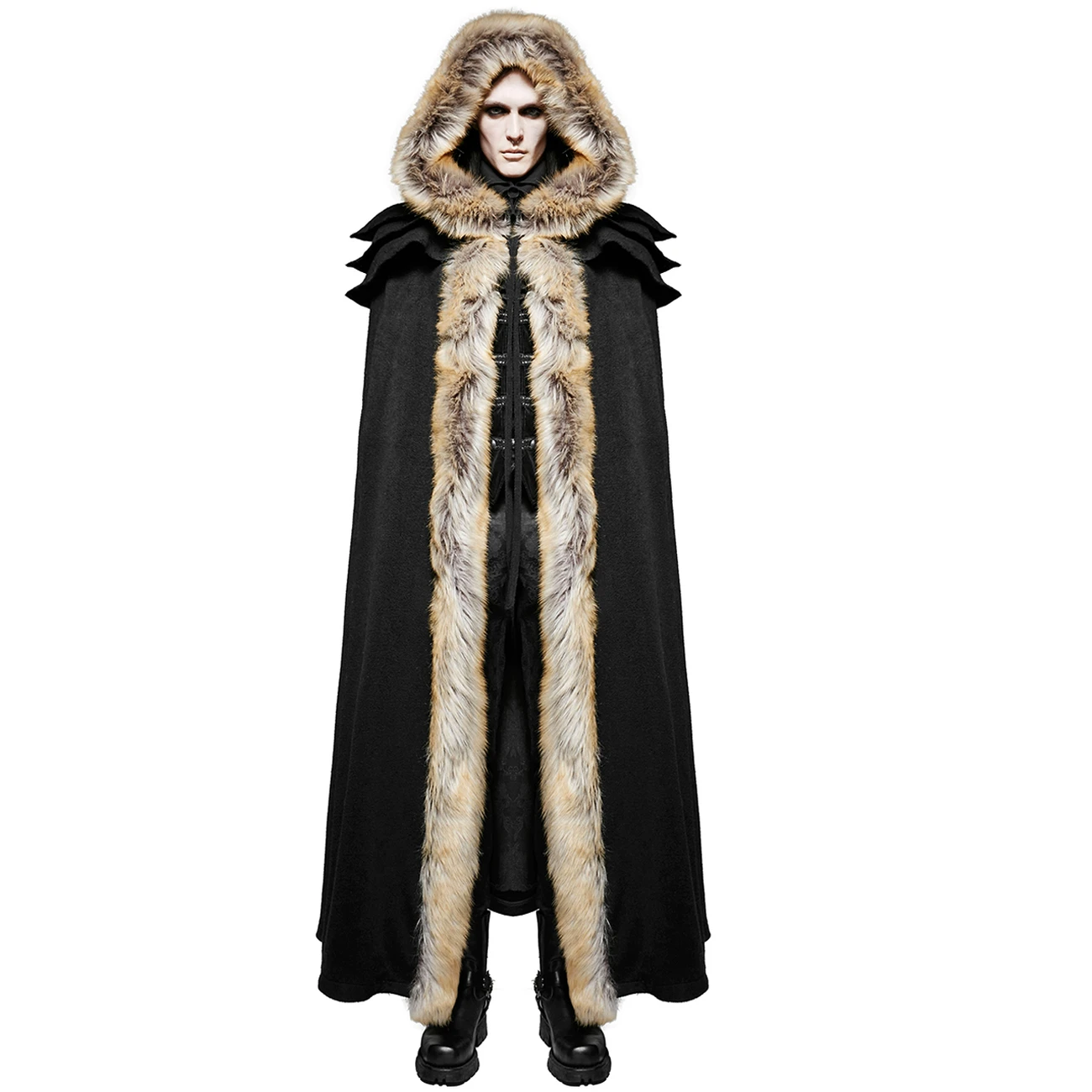 PUNK RAVE Longue Cape Homme 'Black Foxa' Noire 7 PUNK RAVE Longue Cape Homme 'Black Foxa' Noire – Image 5