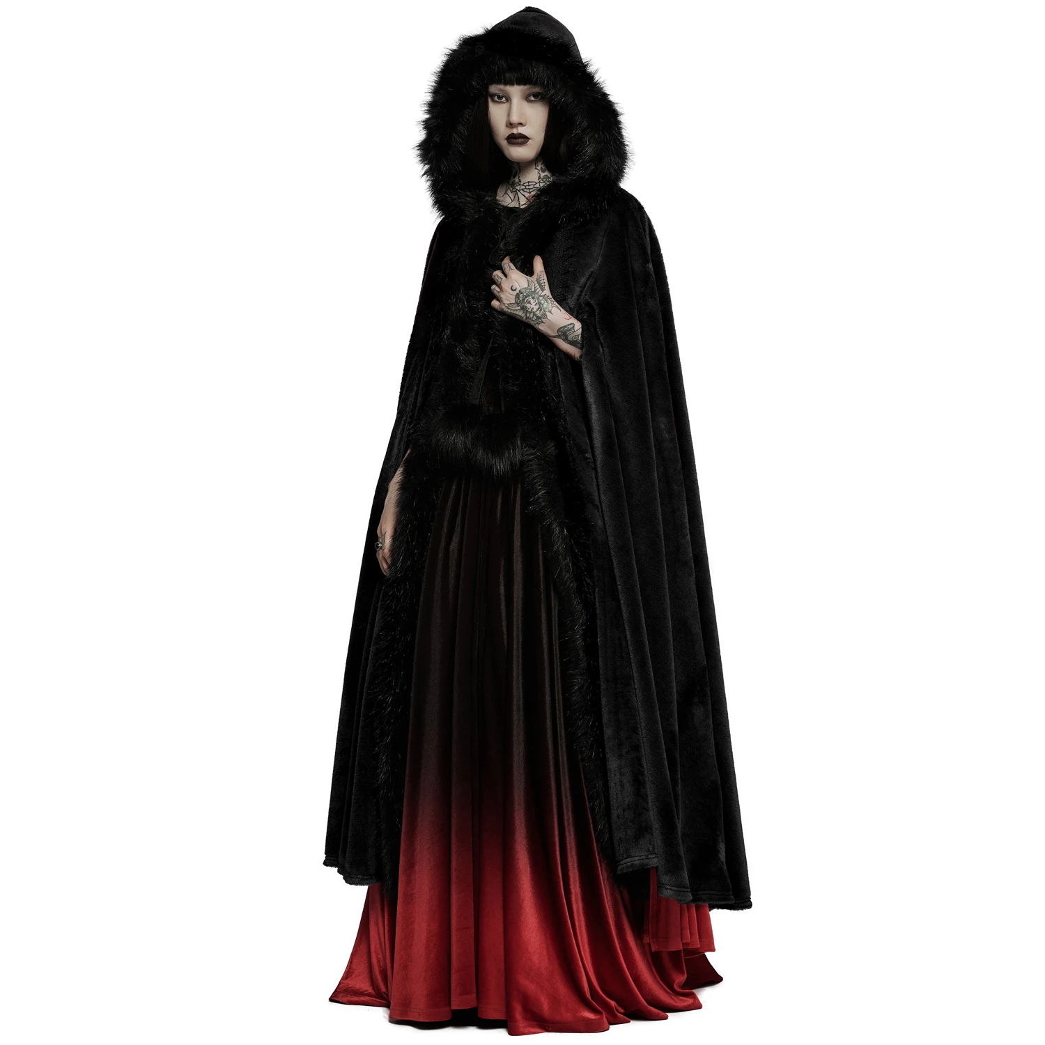 PUNK RAVE Longue Cape 'Orphelia' Noire 4 PUNK RAVE Longue Cape 'Orphelia' Noire – Image 2