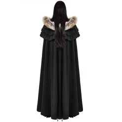 PUNK RAVE Longue Cape Pour Femmes 'Foxa' Noire -ALCHEMY GOTHIC shop longue cape pour femmes foxa noire 2