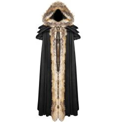 PUNK RAVE Longue Cape Pour Femmes 'Foxa' Noire