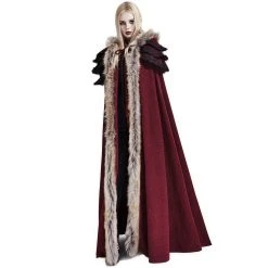 PUNK RAVE Longue Cape Pour Femmes 'Foxa' Rouge -ALCHEMY GOTHIC shop longue cape pour femmes foxa rouge 4