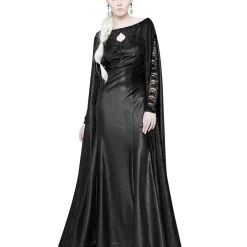PUNK RAVE Longue Robe Cape Gothique 'Nightspell' Noire -ALCHEMY GOTHIC shop longue robe cape gothique nightspell noire 4
