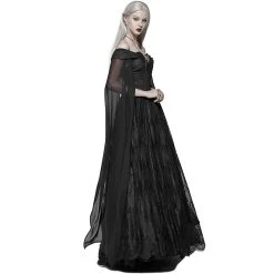 PUNK RAVE Longue Robe 'Celestia' Noire -ALCHEMY GOTHIC shop longue robe celestia noire 3