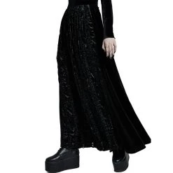 PUNK RAVE Longue Robe 'Cyrielle' En Velours Noir -ALCHEMY GOTHIC shop longue robe cyrielle en velours noir 11