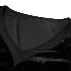 PUNK RAVE Longue Robe 'Cyrielle' En Velours Noir -ALCHEMY GOTHIC shop longue robe cyrielle en velours noir 15