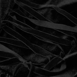 PUNK RAVE Longue Robe 'Cyrielle' En Velours Noir -ALCHEMY GOTHIC shop longue robe cyrielle en velours noir 16