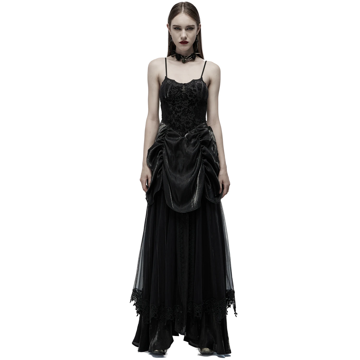 PUNK RAVE Longue Robe 'Druscillia' Noire 7 PUNK RAVE Longue Robe 'Druscillia' Noire – Image 5