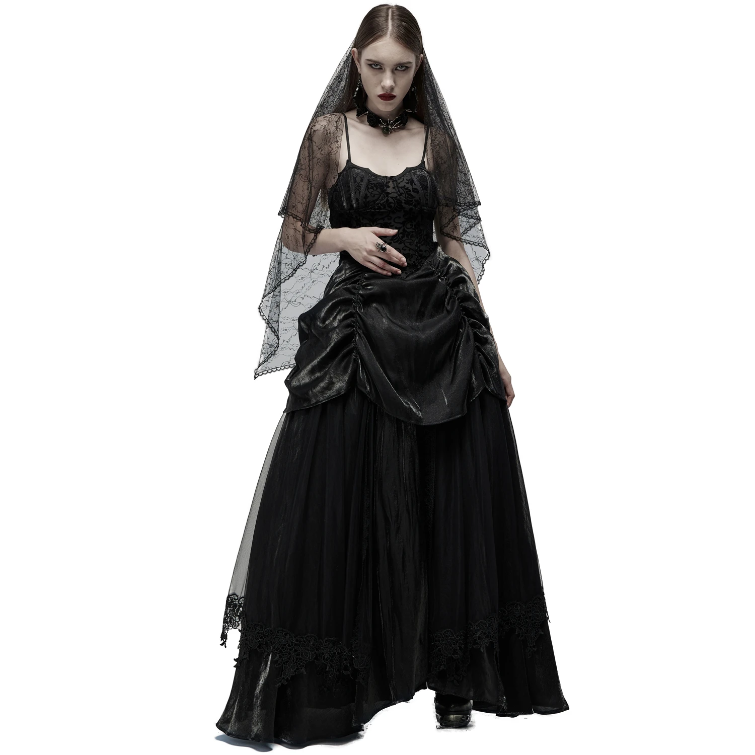 PUNK RAVE Longue Robe 'Druscillia' Noire 8 PUNK RAVE Longue Robe 'Druscillia' Noire – Image 6