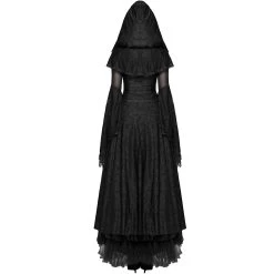 PUNK RAVE Longue Robe Gothique à Capuche 'Ladouceur' Noire -ALCHEMY GOTHIC shop longue robe gothique a capuche ladouceur noire 2