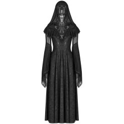 PUNK RAVE Longue Robe Gothique à Capuche 'Ladouceur' Noire