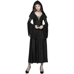 PUNK RAVE Longue Robe Gothique à Capuche 'Ladouceur' Noire -ALCHEMY GOTHIC shop longue robe gothique a capuche ladouceur noire 4