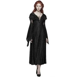 PUNK RAVE Longue Robe Gothique à Capuche 'Ladouceur' Noire -ALCHEMY GOTHIC shop longue robe gothique a capuche ladouceur noire 5