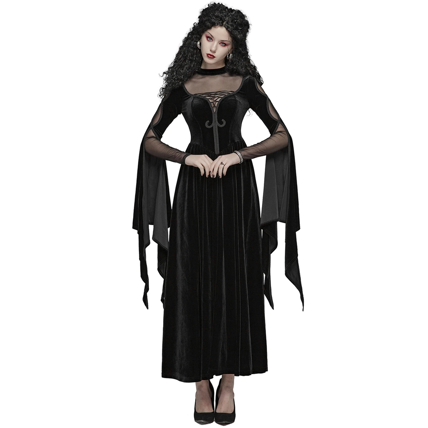 PUNK RAVE Longue Robe Gothique 'Princessa' Noire 4 PUNK RAVE Longue Robe Gothique 'Princessa' Noire – Image 2