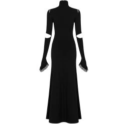 PUNK RAVE Longue Robe Gothique 'Red-Eyed Spider' Noire -ALCHEMY GOTHIC shop longue robe gothique red eyed spider noire 12