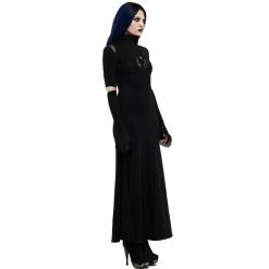 PUNK RAVE Longue Robe Gothique 'Red-Eyed Spider' Noire -ALCHEMY GOTHIC shop longue robe gothique red eyed spider noire 4
