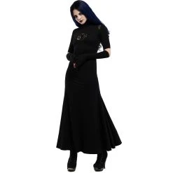 PUNK RAVE Longue Robe Gothique 'Red-Eyed Spider' Noire -ALCHEMY GOTHIC shop longue robe gothique red eyed spider noire 6