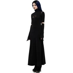 PUNK RAVE Longue Robe Gothique 'Red-Eyed Spider' Noire -ALCHEMY GOTHIC shop longue robe gothique red eyed spider noire 8