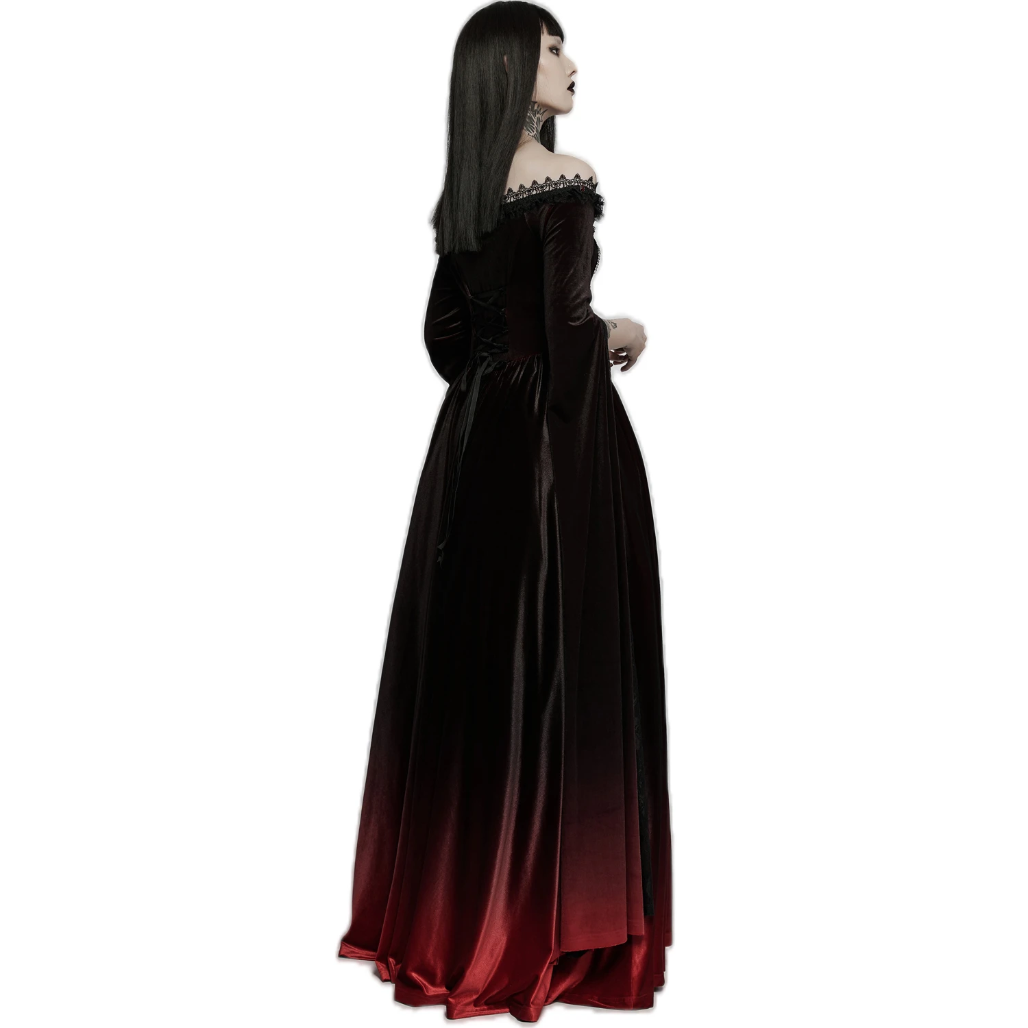 PUNK RAVE Longue Robe 'Orphelia' Noire Et Rouge 5 PUNK RAVE Longue Robe 'Orphelia' Noire Et Rouge – Image 3