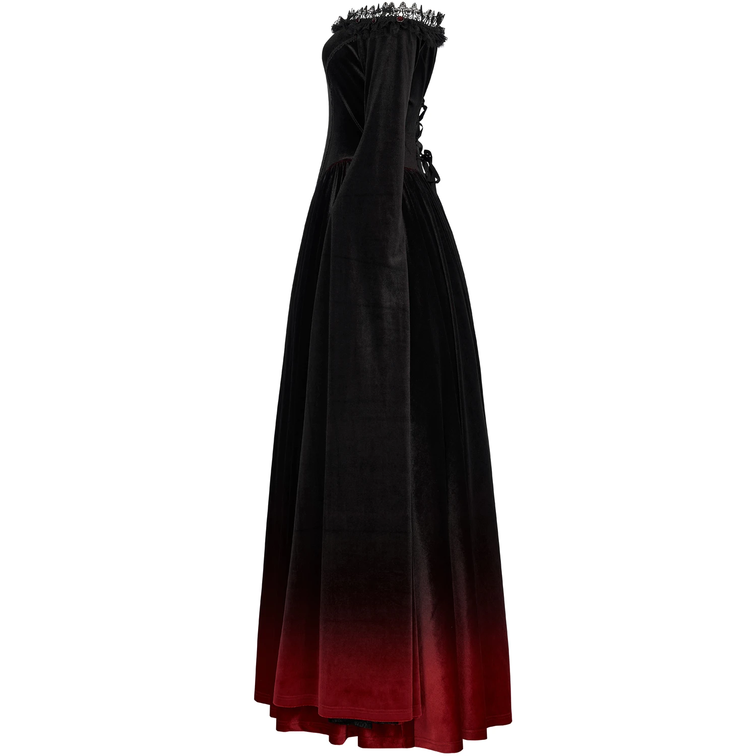 PUNK RAVE Longue Robe 'Orphelia' Noire Et Rouge 11 PUNK RAVE Longue Robe 'Orphelia' Noire Et Rouge – Image 9