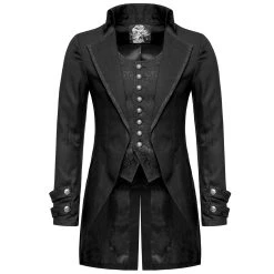 PUNK RAVE Longue Veste 'Black Cardinal' En Brocart Noir