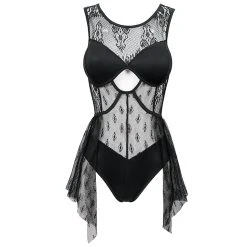 DEVIL FASHION Maillot De Bain 'Finely Gothic' Noir -ALCHEMY GOTHIC shop maillot de bain finely gothic noir 11