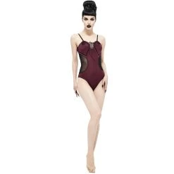 DEVIL FASHION Maillot De Bain 'Hand-Cranked' Bordeaux Et Noir -ALCHEMY GOTHIC shop maillot de bain hand cranked bordeaux et noir 10