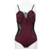 DEVIL FASHION Maillot De Bain 'Hand-Cranked' Bordeaux Et Noir -ALCHEMY GOTHIC shop maillot de bain hand cranked bordeaux et noir