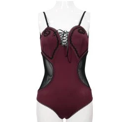 DEVIL FASHION Maillot De Bain 'Hand-Cranked' Bordeaux Et Noir