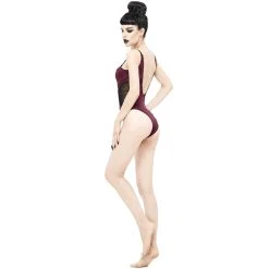DEVIL FASHION Maillot De Bain 'Hand-Cranked' Bordeaux Et Noir -ALCHEMY GOTHIC shop maillot de bain hand cranked bordeaux et noir 9