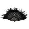 DEVIL FASHION Éventail 'Drocku' Noir Avec Plumes -ALCHEMY GOTHIC shop manchettes gothiques flower shaped noires 12