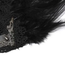 DEVIL FASHION Éventail 'Drocku' Noir Avec Plumes -ALCHEMY GOTHIC shop manchettes gothiques flower shaped noires 20