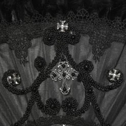 DEVIL FASHION Éventail 'Drocku' Noir Avec Plumes -ALCHEMY GOTHIC shop manchettes gothiques flower shaped noires 23