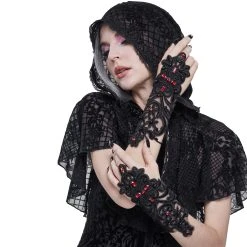 DEVIL FASHION Manchettes Gothiques 'Flower Shaped' Noires -ALCHEMY GOTHIC shop manchettes gothiques flower shaped noires 3