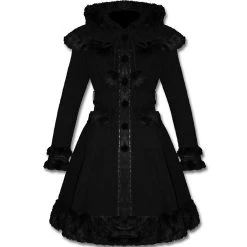 Pyon Pyon Manteau Gothic Lolita à Capuche 'Dolly' Noir