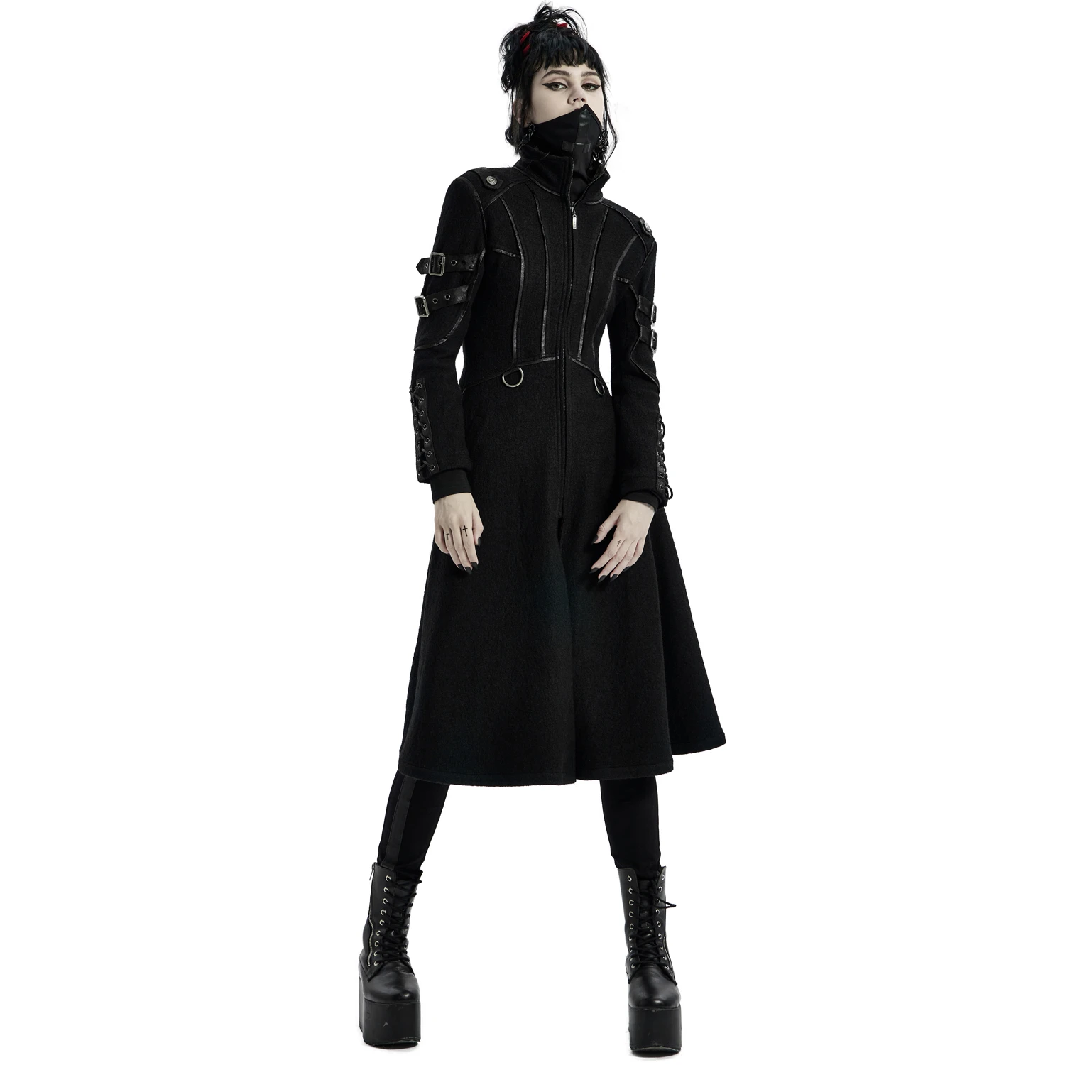 PUNK RAVE Manteau Gothique 'Bellona' Noir 4 PUNK RAVE Manteau Gothique 'Bellona' Noir – Image 2