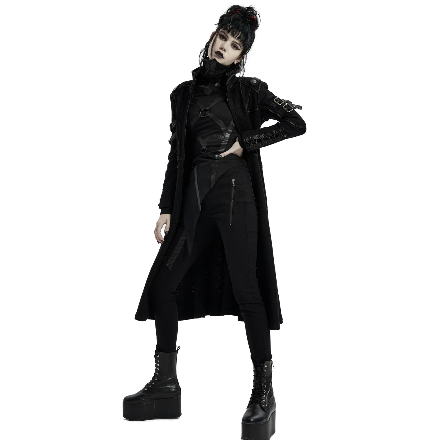 PUNK RAVE Manteau Gothique 'Bellona' Noir 10 PUNK RAVE Manteau Gothique 'Bellona' Noir – Image 8