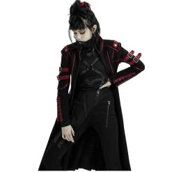PUNK RAVE Manteau Gothique 'Bellona' Noir Et Rouge -ALCHEMY GOTHIC shop manteau gothique bellona noir et rouge 10