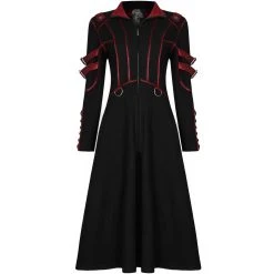 PUNK RAVE Manteau Gothique 'Bellona' Noir Et Rouge