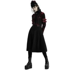 PUNK RAVE Manteau Gothique 'Bellona' Noir Et Rouge -ALCHEMY GOTHIC shop manteau gothique bellona noir et rouge 3
