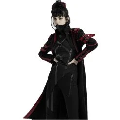 PUNK RAVE Manteau Gothique 'Bellona' Noir Et Rouge -ALCHEMY GOTHIC shop manteau gothique bellona noir et rouge 8