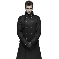 PUNK RAVE Manteau Style Militaire 'Gotham' Noir -ALCHEMY GOTHIC shop manteau style militaire gotham noir 4