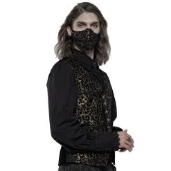 PUNK RAVE Masque 'Alchemist' En Jacquard Noir Et Or -ALCHEMY GOTHIC shop masque alchemist en jacquard noir et or 3